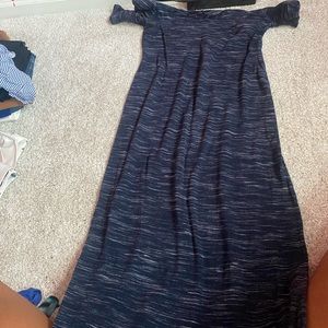 long blue thick material dress size medium